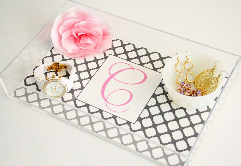 Monogrammed Lucite Tray